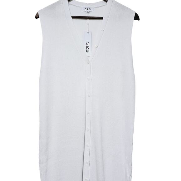 525 America Maxi Ribbed Button-down Dress Women's Size L Bleach White Bodycon - Picture 3 of 8